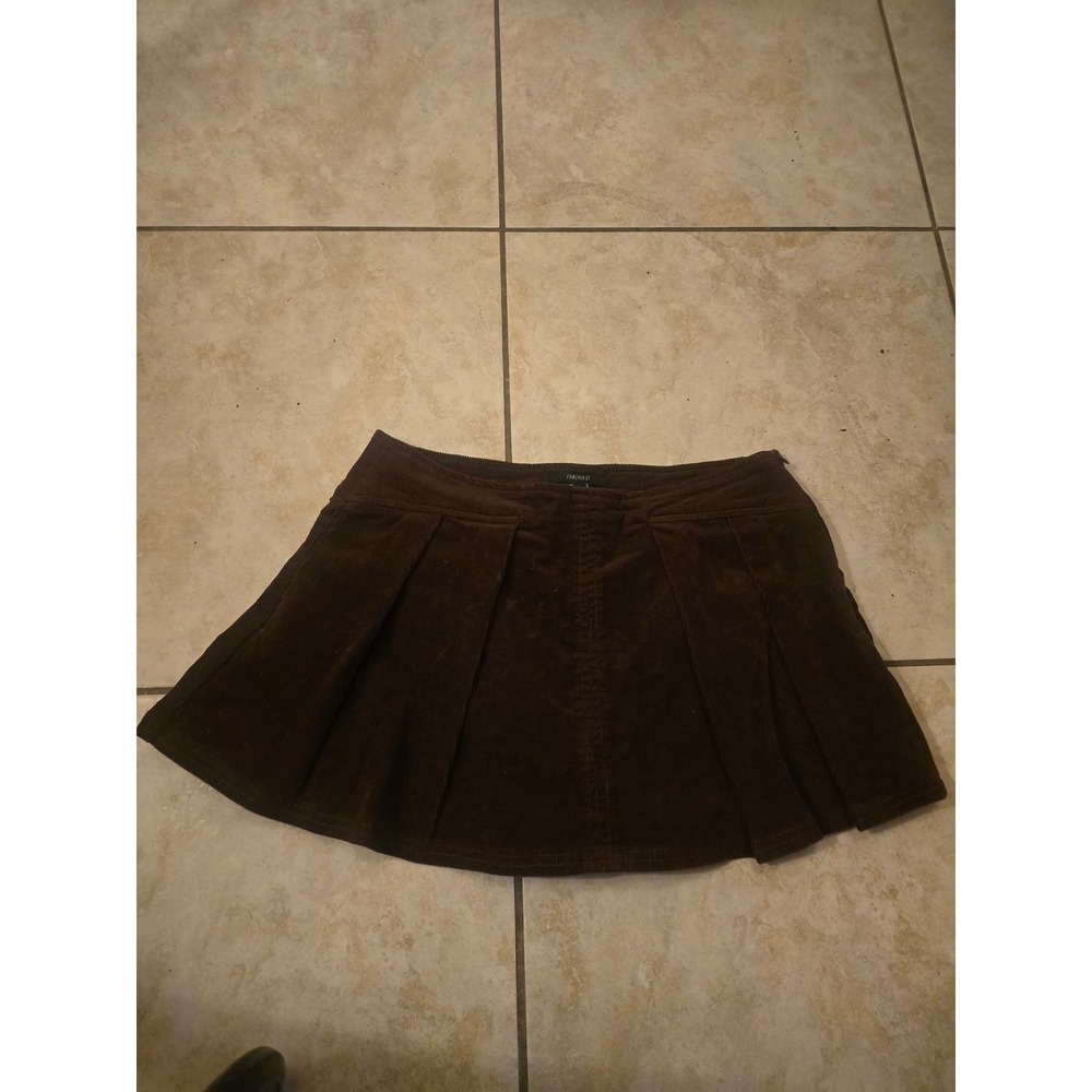 Forever 21 Brown Corduroy Pleated Skort Mini Skirt Shorts Size Large